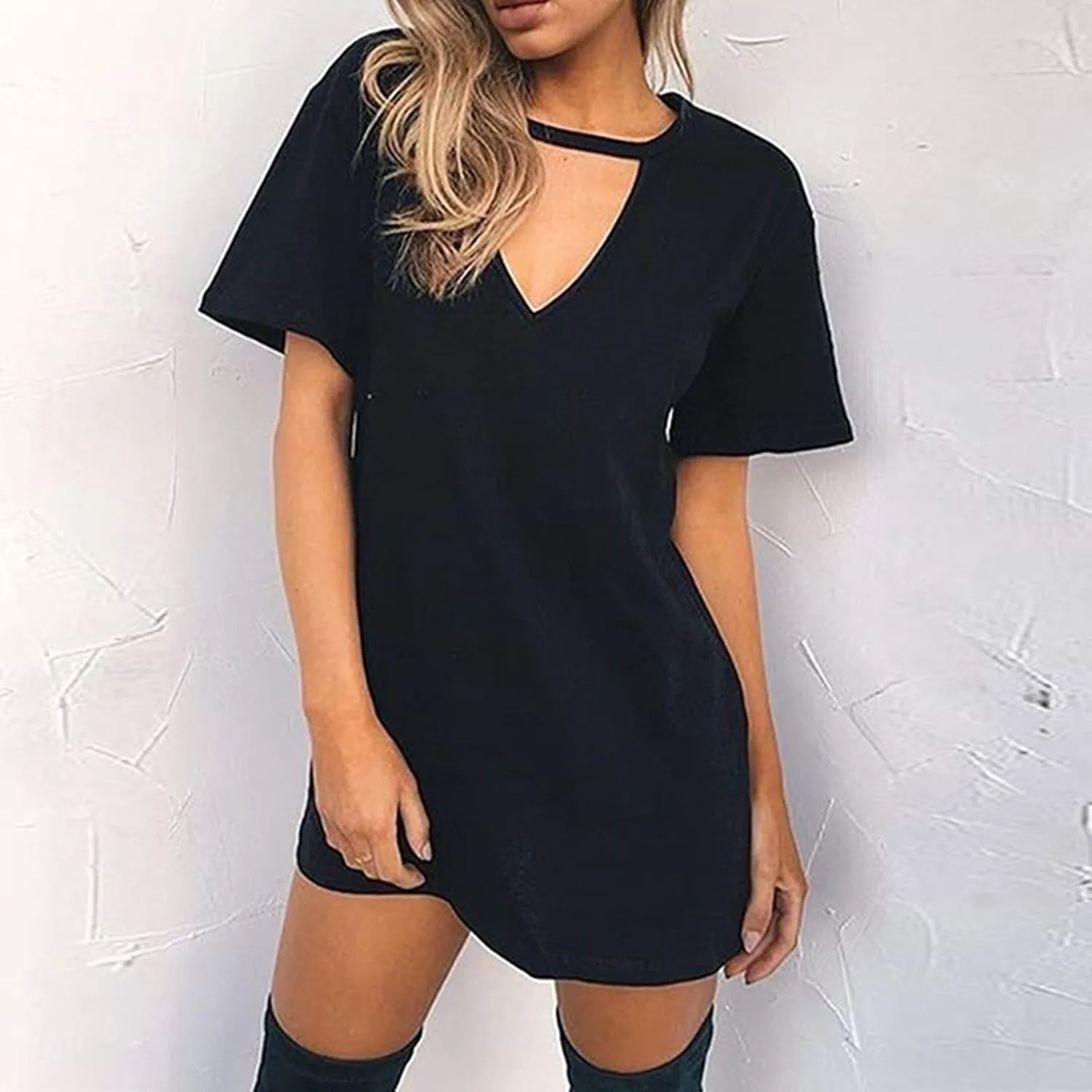 T Shirt Dresses for Women,2024 Summer Casual Loose Short Sleeve Mini Dress Soft Comfy Beach Dress Daily Outfits