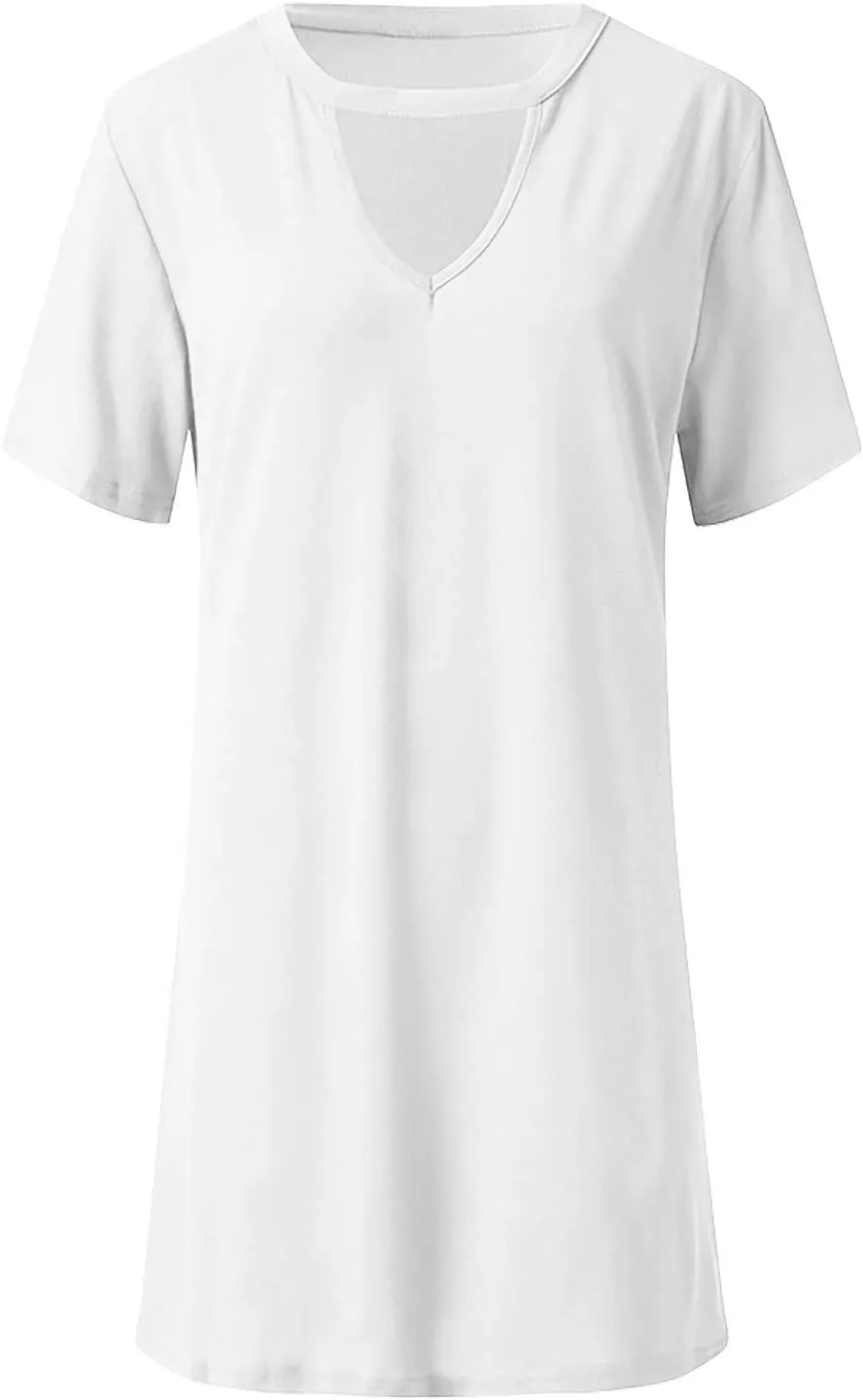 T Shirt Dresses for Women,2024 Summer Casual Loose Short Sleeve Mini Dress Soft Comfy Beach Dress Daily Outfits