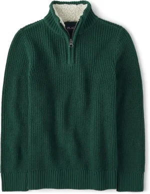 The Children's Place Boys' Long Sleeve Quarter Zip Pullover Sweater