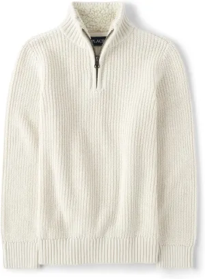 The Children's Place Boys' Long Sleeve Quarter Zip Pullover Sweater