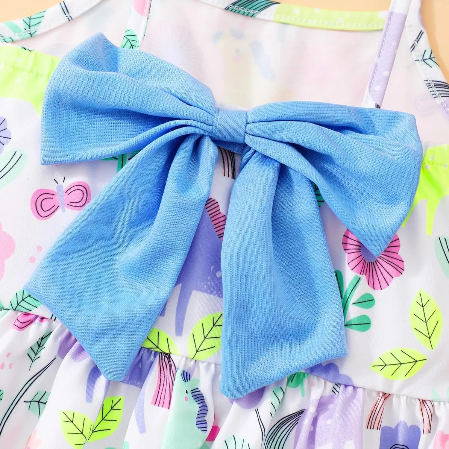 Toddler Summer Dress Dinosaur Backless Sundress Baby Girl Bowknot Dresses Birthday Beach Dress