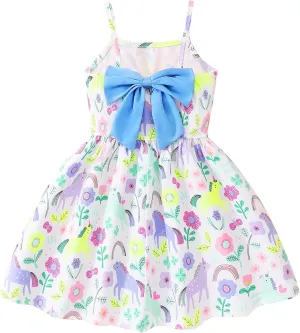 Toddler Summer Dress Dinosaur Backless Sundress Baby Girl Bowknot Dresses Birthday Beach Dress