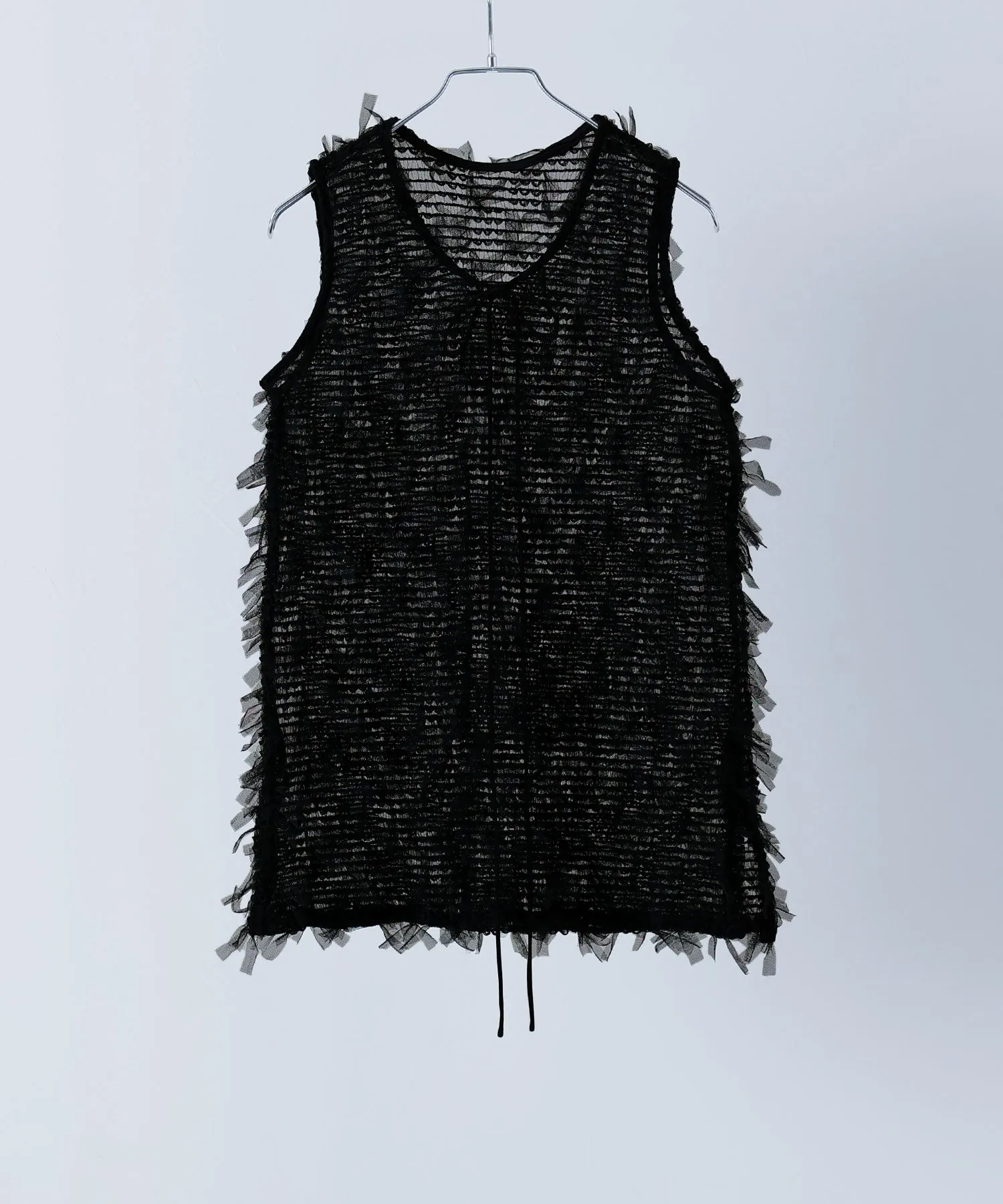 Tulle fringe sleeveless tops