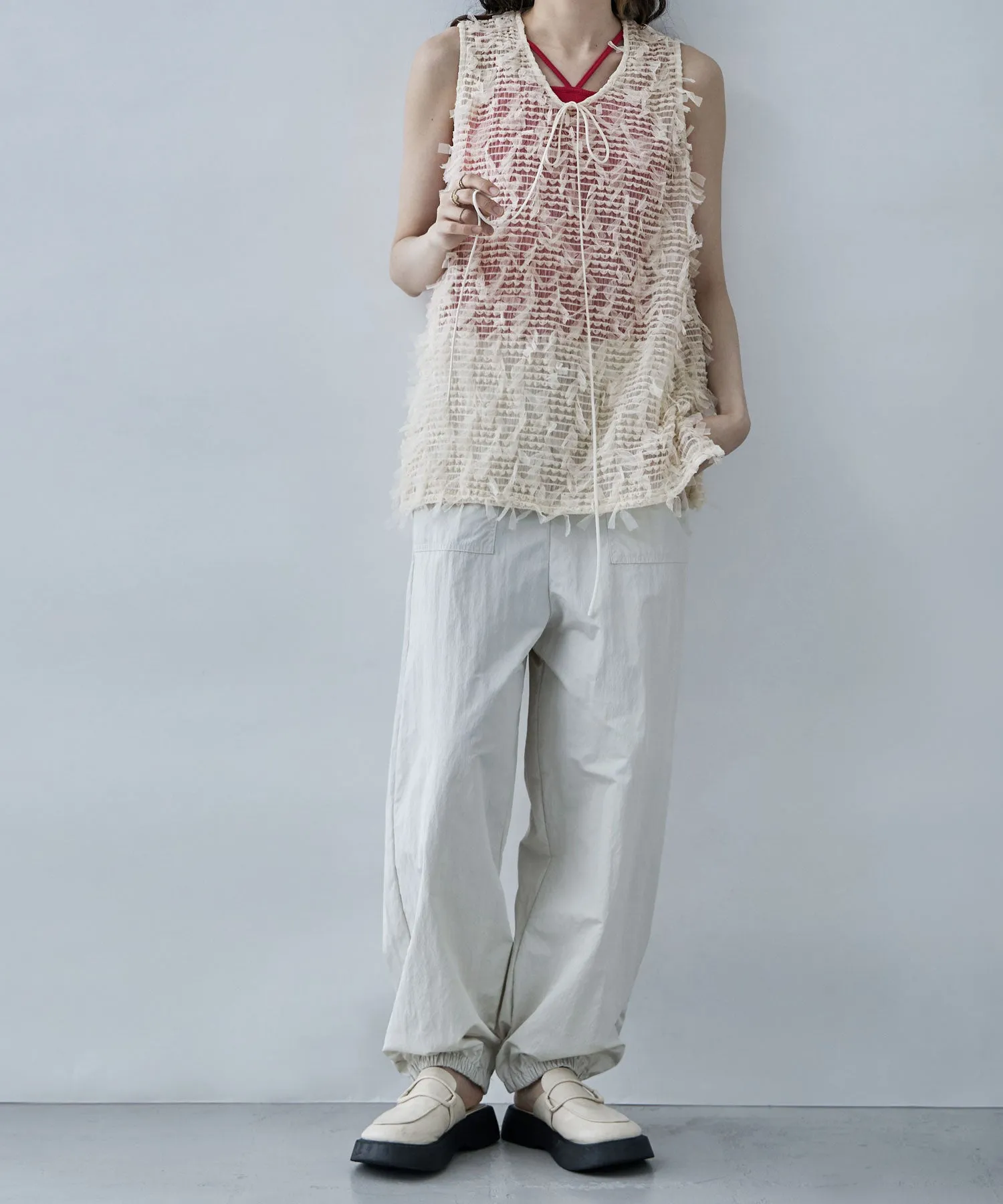 Tulle fringe sleeveless tops