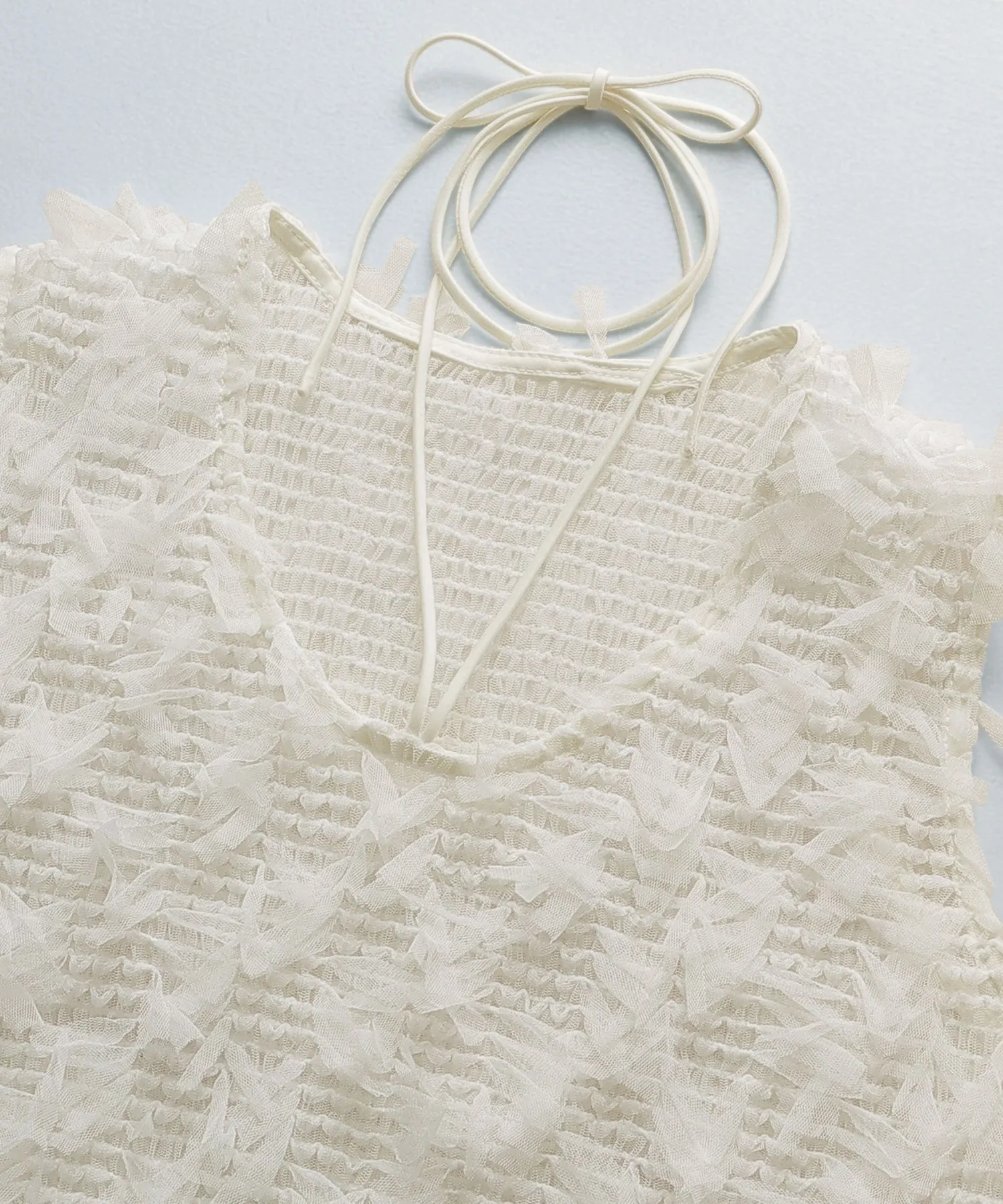 Tulle fringe sleeveless tops