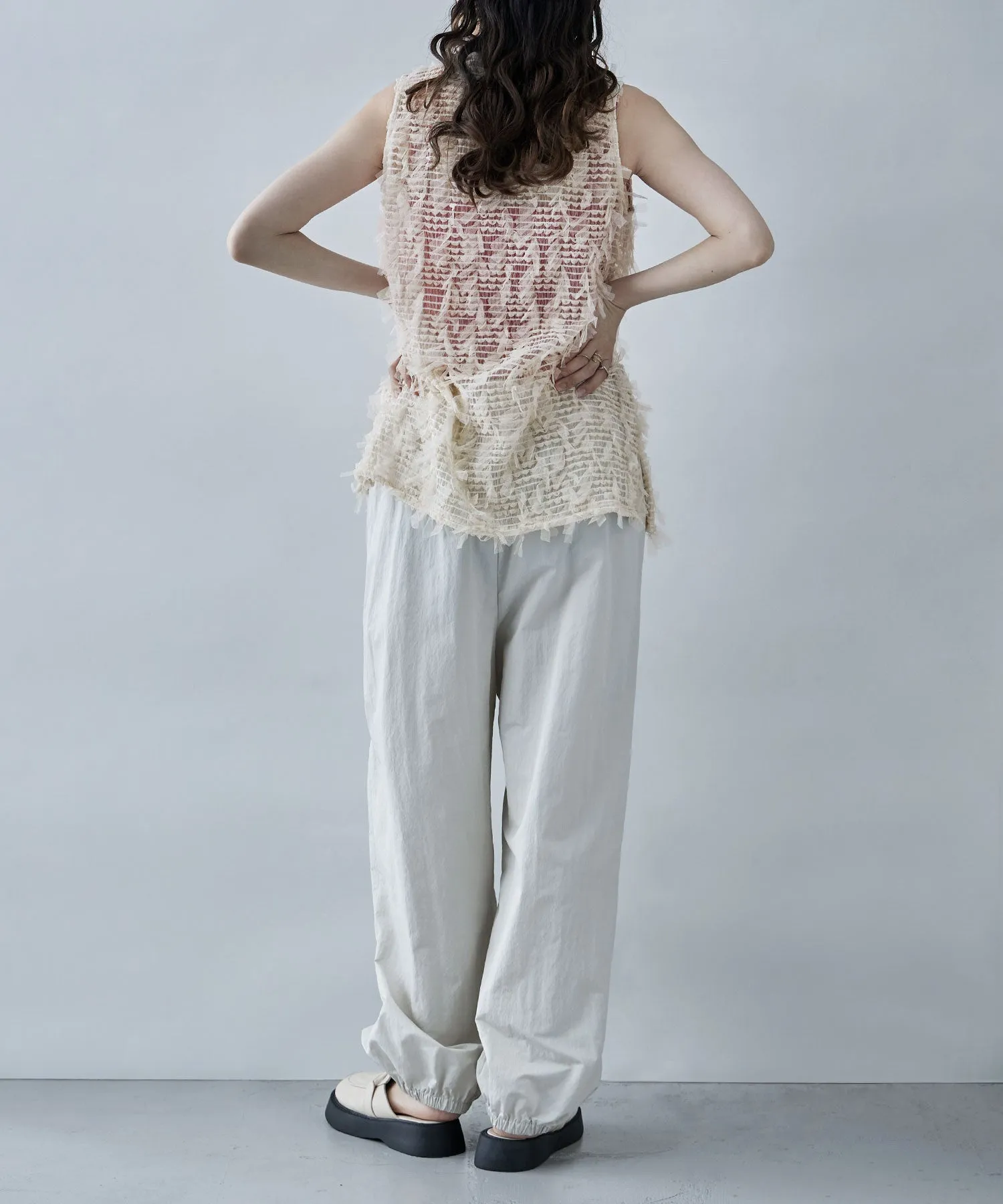 Tulle fringe sleeveless tops
