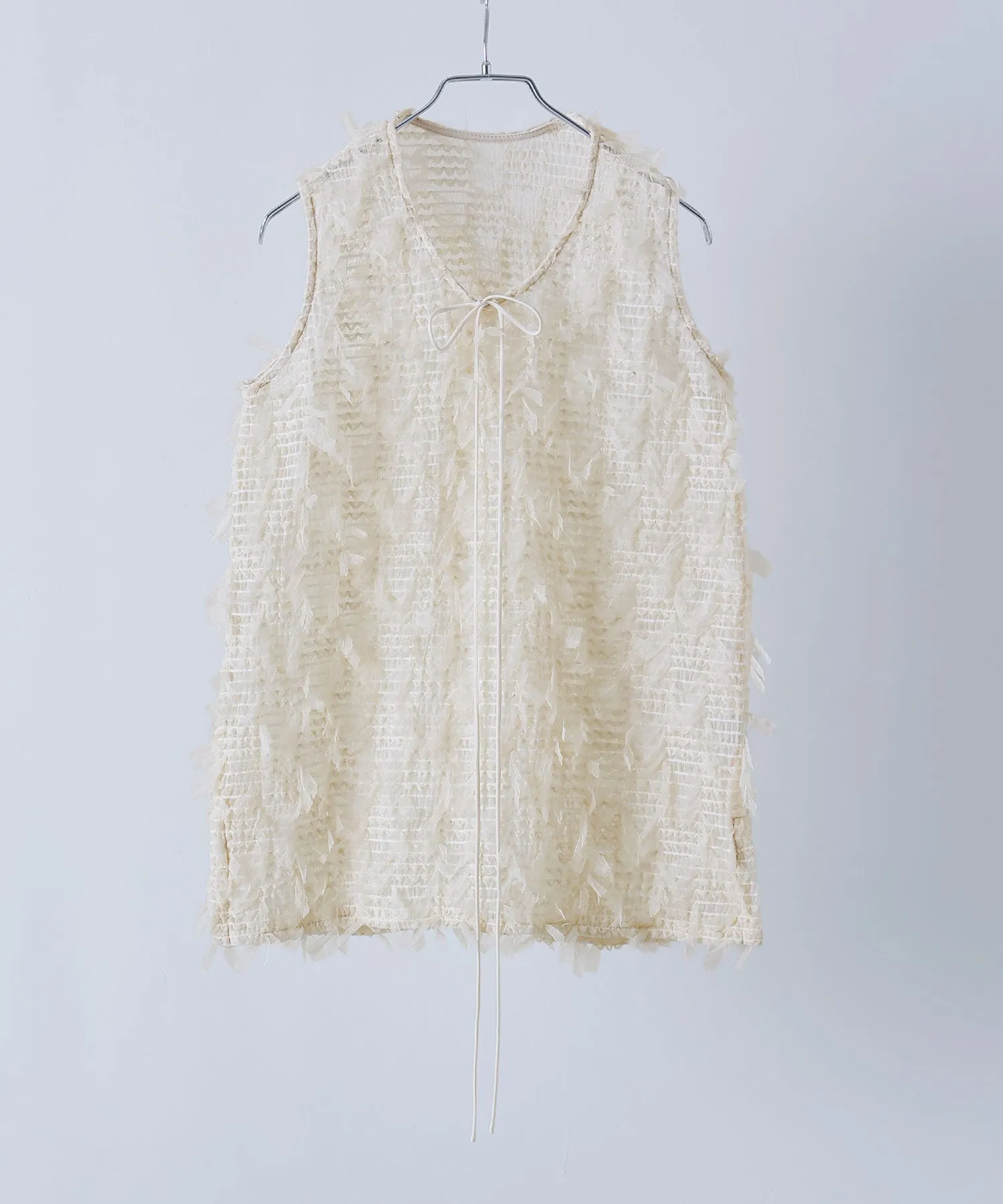 Tulle fringe sleeveless tops