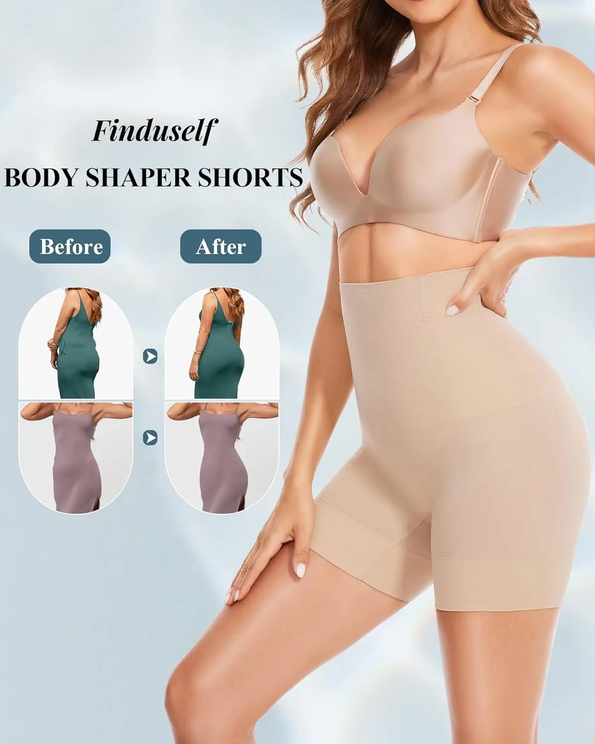 Tummy Control Shorts for Women High Waist Body Shaper Boyshorts Butt Lifting Shapewear Soft Seamless Thigh Slimmer