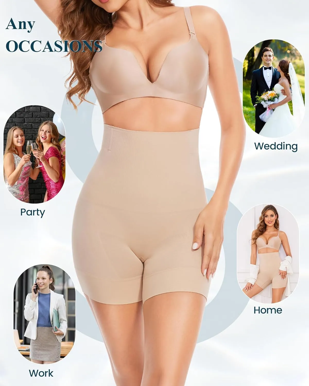 Tummy Control Shorts for Women High Waist Body Shaper Boyshorts Butt Lifting Shapewear Soft Seamless Thigh Slimmer