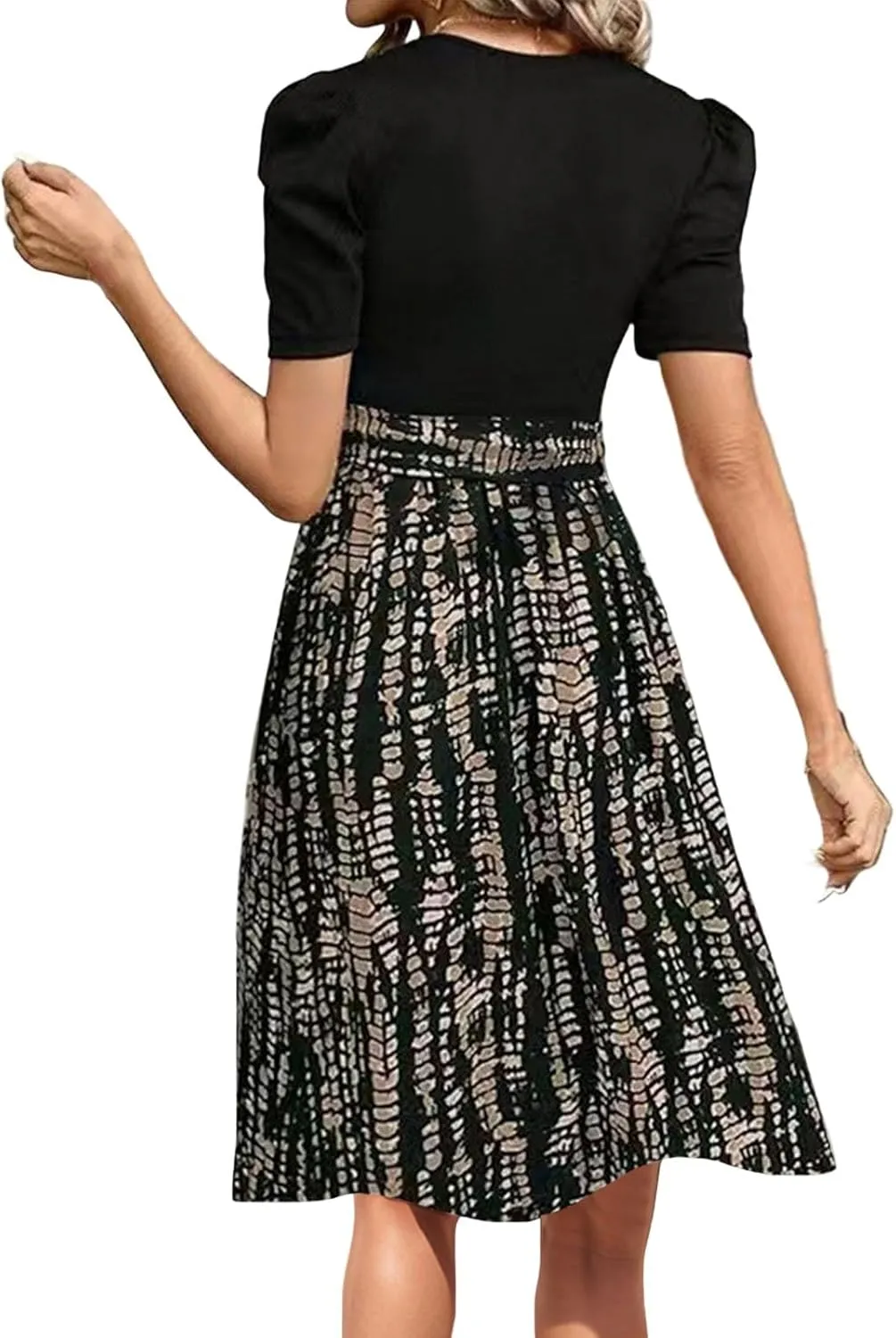 TWGONE Summer Dresses for Women Short Sleeve Casual Midi Dress Floral Print Flowy Church Wedding Guest Dresses with Belt