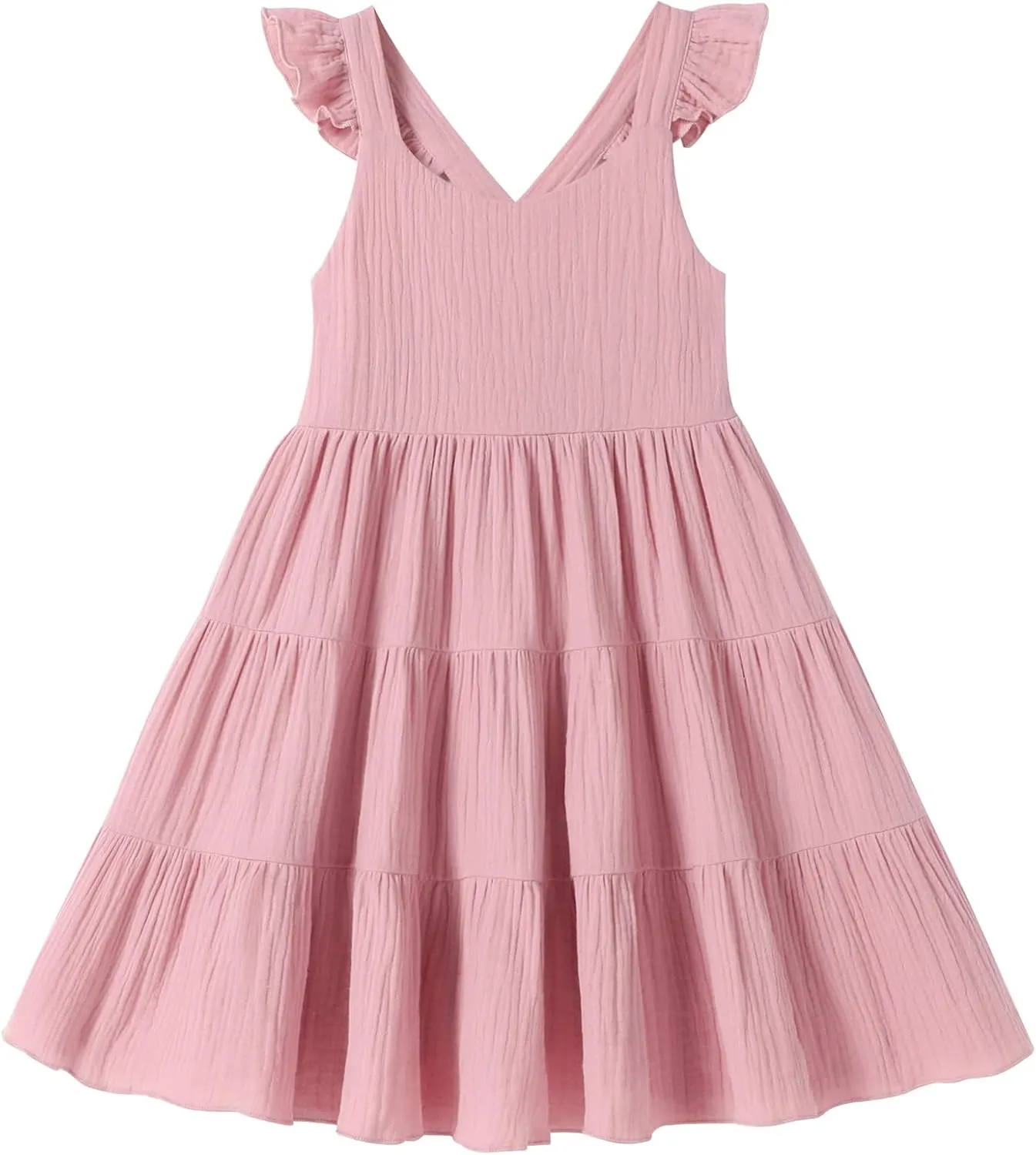 Unikaka Baby Girls Dresses Ruffle Sleeveless Toddler Princess Party Dresses Little Girls Beach Casual Summer Sundress 2-6Y