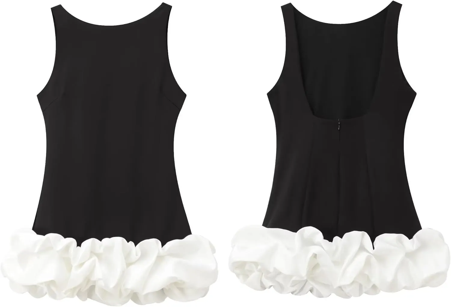 Unybwonn Women Ruffle Bubble Mini Dress Sleeveless Ruched Hem Bodycon Dresses a Line Mock Neck Tank Short Dress