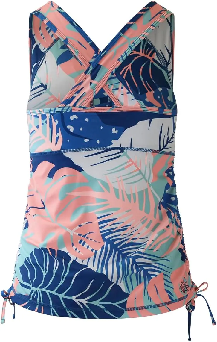 UV SKINZ Women's Swim Tankini  Modest Tankini Top with Built-in Bra, UPF 50  Sun Protection & Flattering Ruched Sides