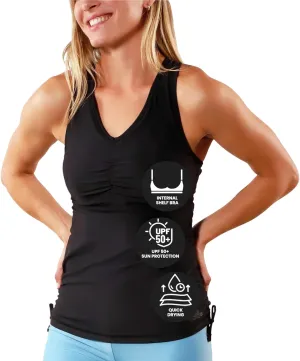 UV SKINZ Women's Swim Tankini  Modest Tankini Top with Built-in Bra, UPF 50  Sun Protection & Flattering Ruched Sides