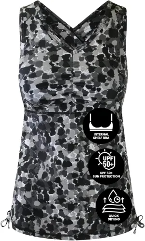 UV SKINZ Women's Swim Tankini  Modest Tankini Top with Built-in Bra, UPF 50  Sun Protection & Flattering Ruched Sides