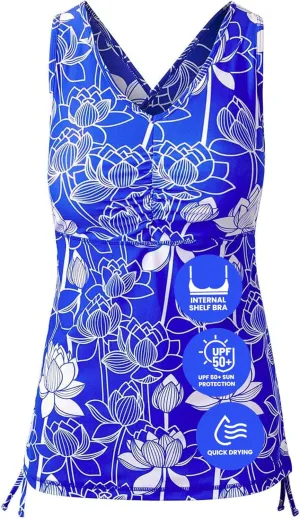 UV SKINZ Women's Swim Tankini  Modest Tankini Top with Built-in Bra, UPF 50  Sun Protection & Flattering Ruched Sides