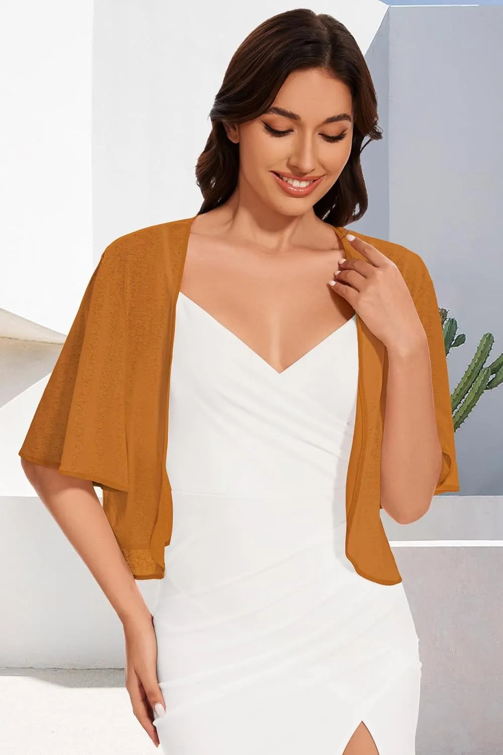 Women Bolero Shrug Cardigan Open Front Cover Up Sheer Short Sleeve Kimonos for Evening Dress