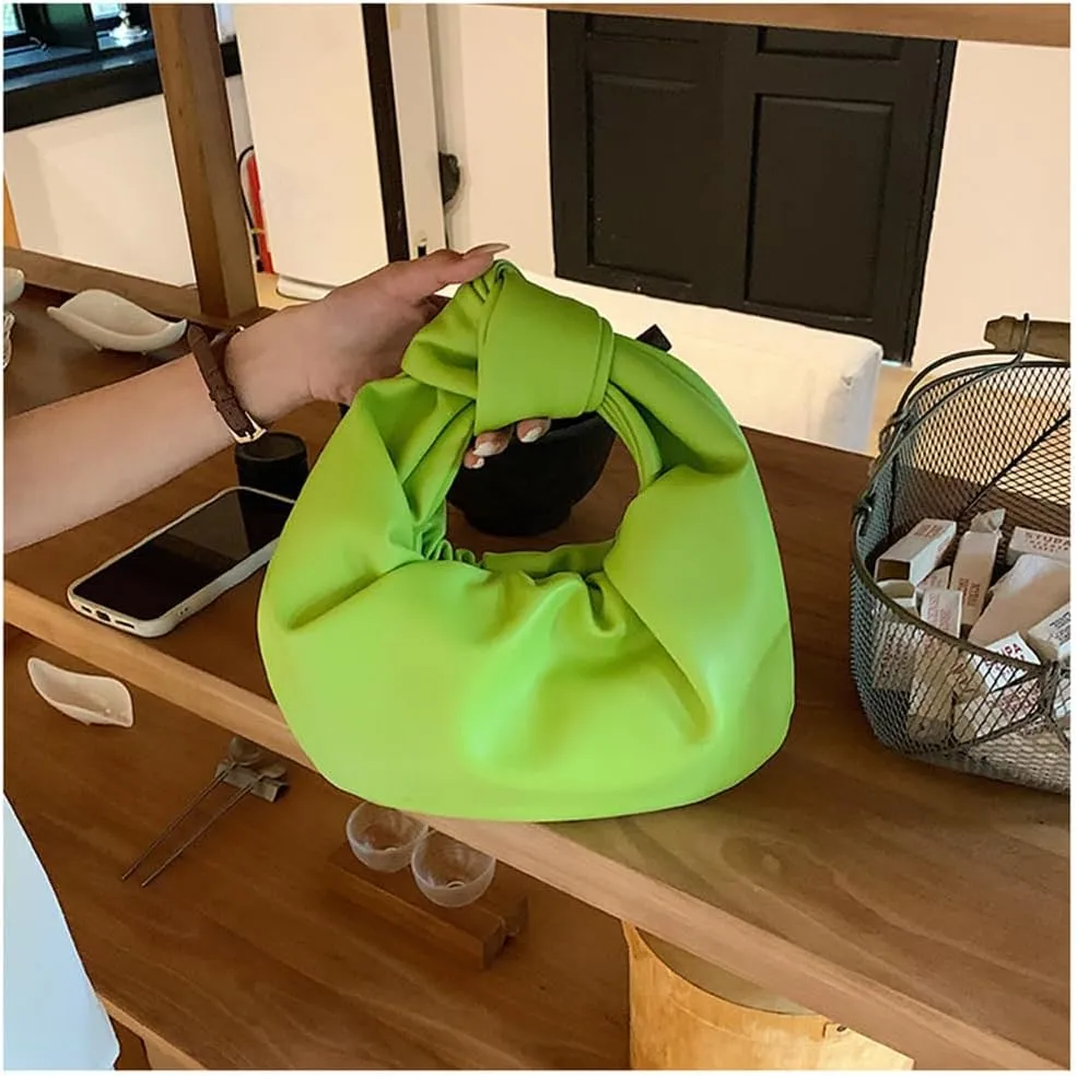 Women Cute Hobo Bag Ruched PU Leather Purse Chic Handbag with Magnetic Closure, White