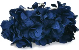 Women Elegant Evening Purse, Small Floral Clutch Bag with Detachable Chain for Wedding, Party, Prom