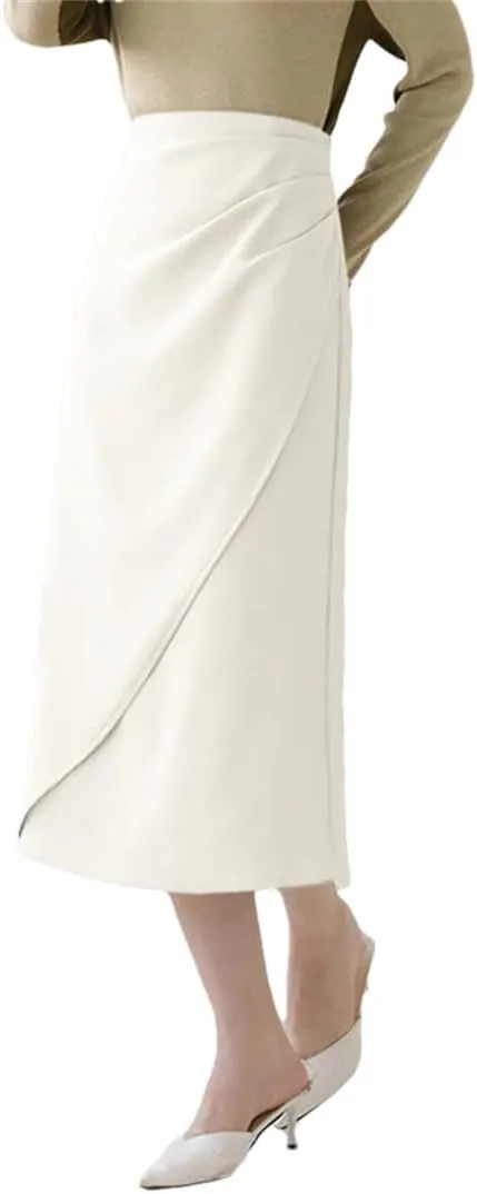 Women Elegant High Waist Skirts Office Skirts Fashion Summer Sexy Pleated Casual Loose Solid Color Midi Skirts