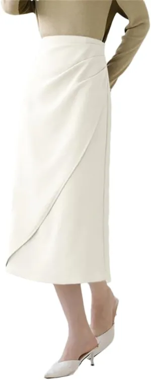 Women Elegant High Waist Skirts Office Skirts Fashion Summer Sexy Pleated Casual Loose Solid Color Midi Skirts