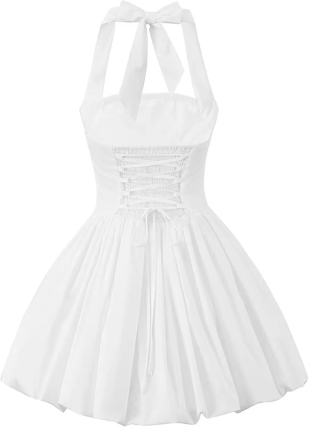 Women Halter Mini Short Dress Scoop Neck Bodycon A-line Party Club Dresses