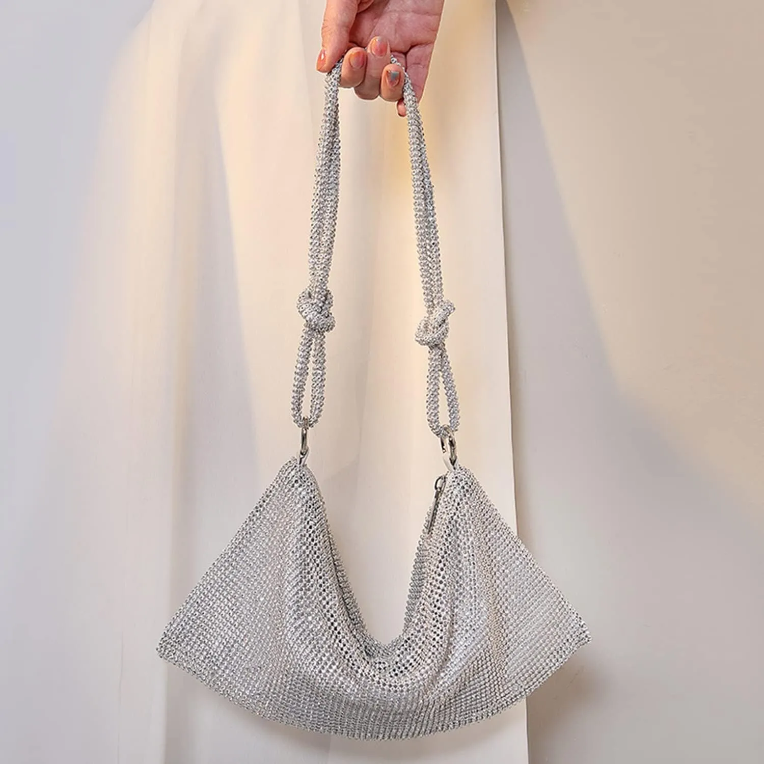 Women Rhinestone Hobo Bag Handbag Chic Crystal Evening Bag Shiny Purse for Party Events