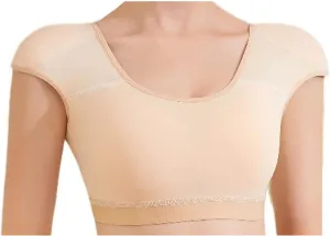 Women Soft Underwear Lingerie Tops 2 in 1 Built-in Shoulder Pad Short Sleeves Ladies Padded Tank Top Shirt