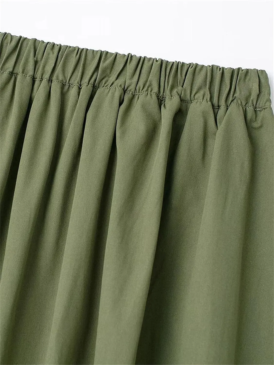 Women Solid Pleated Front Slit Midi Skirt Vintage Mid Waist A-Line Female Chic Skirts