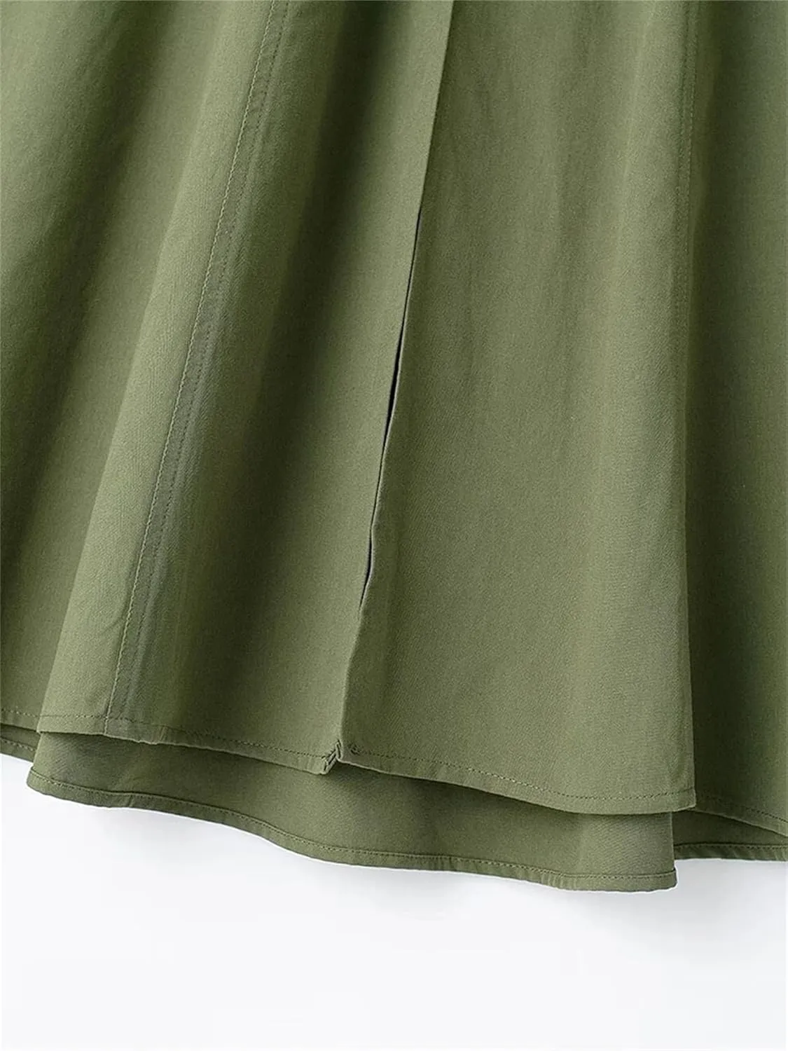 Women Solid Pleated Front Slit Midi Skirt Vintage Mid Waist A-Line Female Chic Skirts