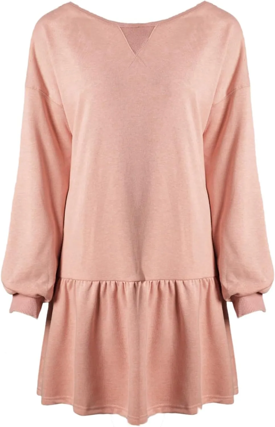 Women Sweatshirt Dress Long Sleeve Crewneck Pullover Fall Babydoll Dressy Tops Flowy Ruffled Sweatshirt Mini Dresses
