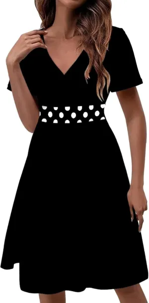 Women's 1950s Elegant Vintage Audrey Style Hepburn Rockabilly Dress Modest Dresses for Women Short Sleeve Plus Size