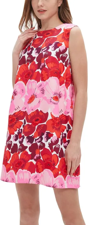 Women's 2025 Summer Sleeveless Tank Dress Crewneck Floral Print Pleated A Line Casual Short Mini Dresses