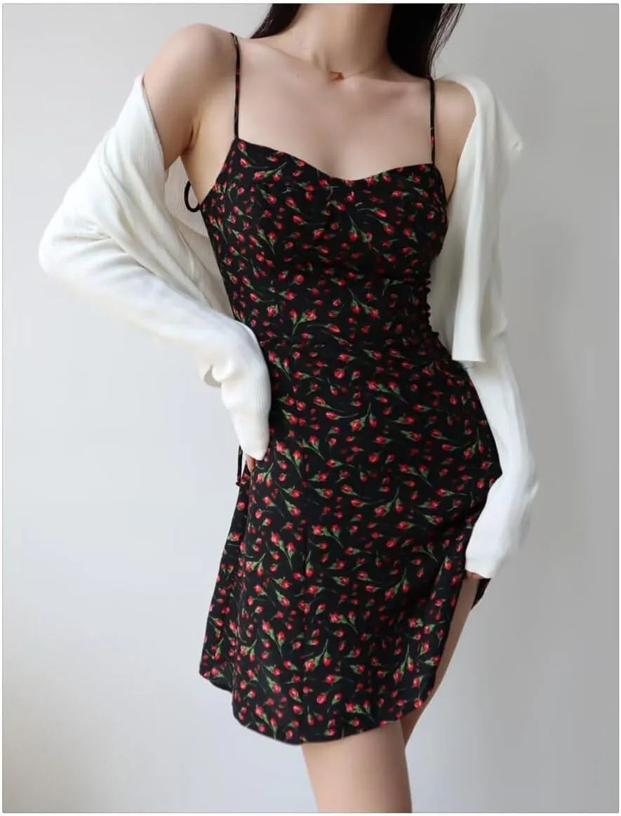 Women's 2025 Trendy Party Dress Backless A-line Ruched Bust Flowy Sundress, Summer Corset Mini Dresses for Teen Girl