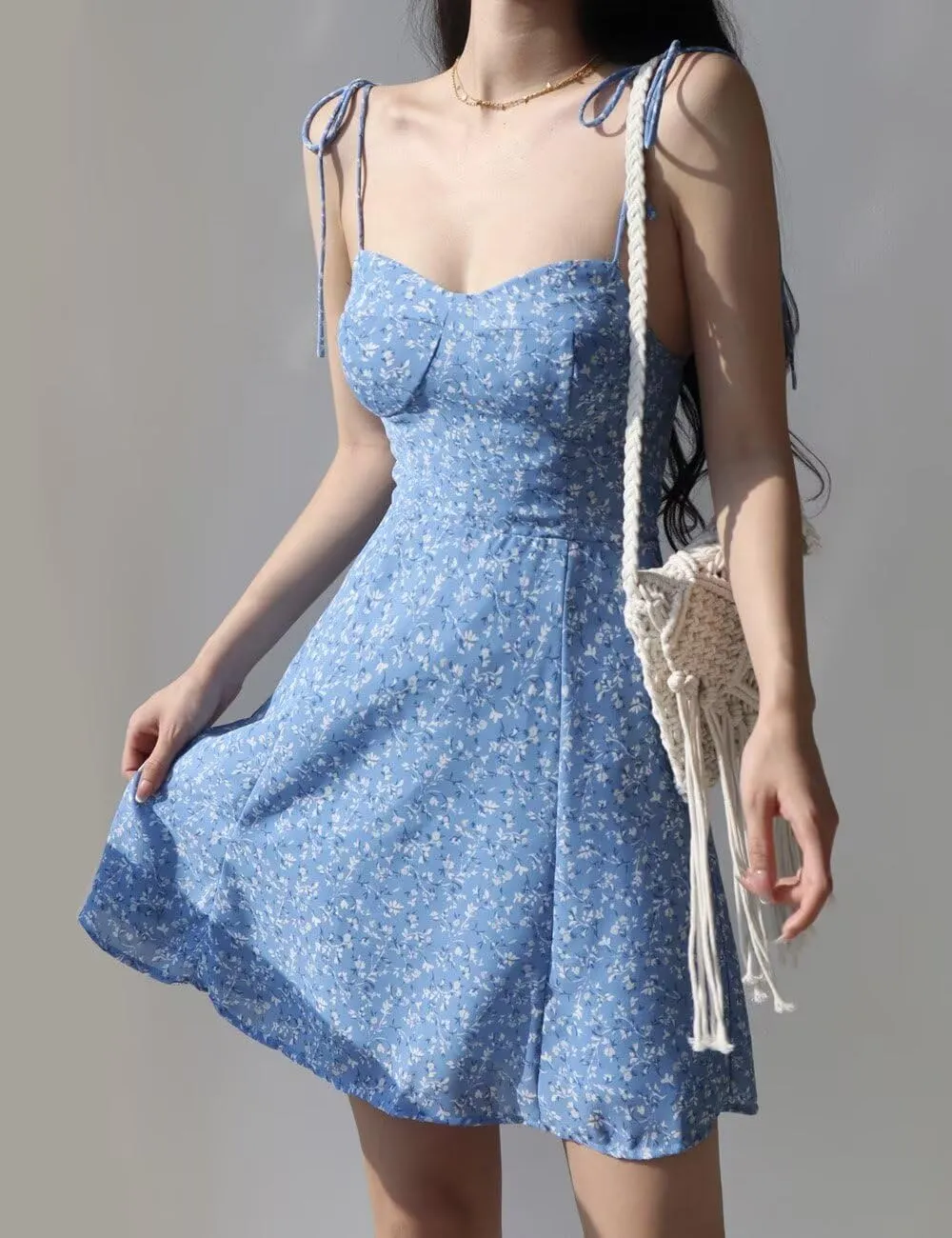 Women's 2025 Trendy Party Dress Backless A-line Ruched Bust Flowy Sundress, Summer Corset Mini Dresses for Teen Girl