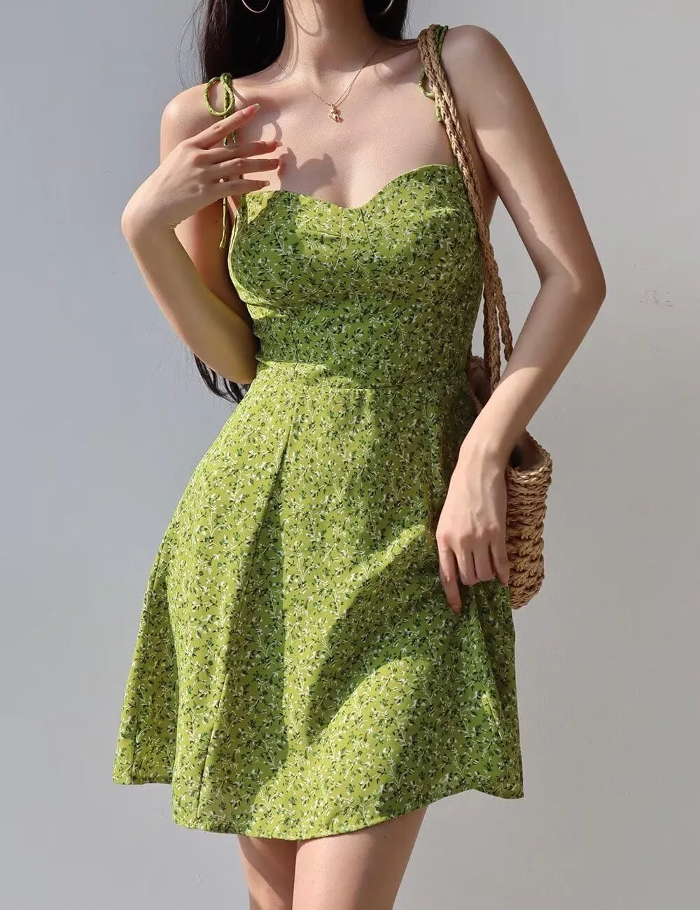 Women's 2025 Trendy Party Dress Backless A-line Ruched Bust Flowy Sundress, Summer Corset Mini Dresses for Teen Girl