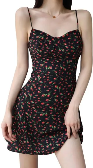 Women's 2025 Trendy Party Dress Backless A-line Ruched Bust Flowy Sundress, Summer Corset Mini Dresses for Teen Girl