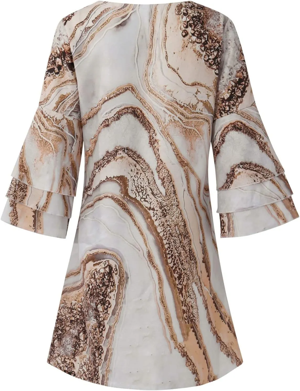 Womens 3/4 Bell Sleeve V Neck Elegant Mini Dress Floral Printed Beachwear Temperament Casual Resort Dress