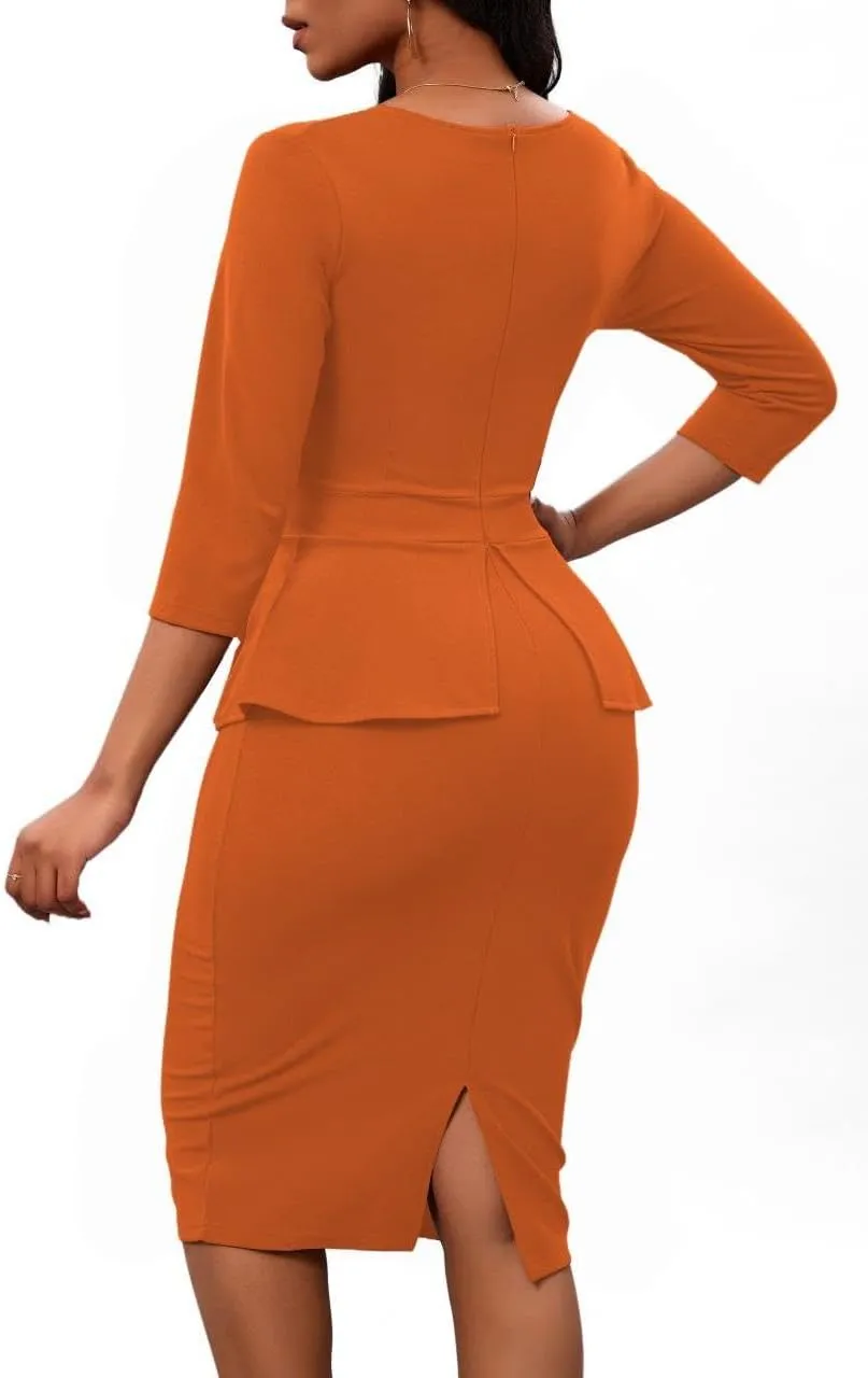 Women's Bodycon Pencil Dress Church Teacher Office Modest Business Wear to Work Sheath Suiting Dresses