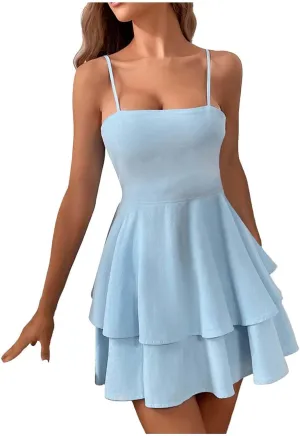 Women's Camisole Sexy Summer Sundresses 2025 Casual Backless Modest Bow Tie Trendy Solid Color Vacation Butterfly