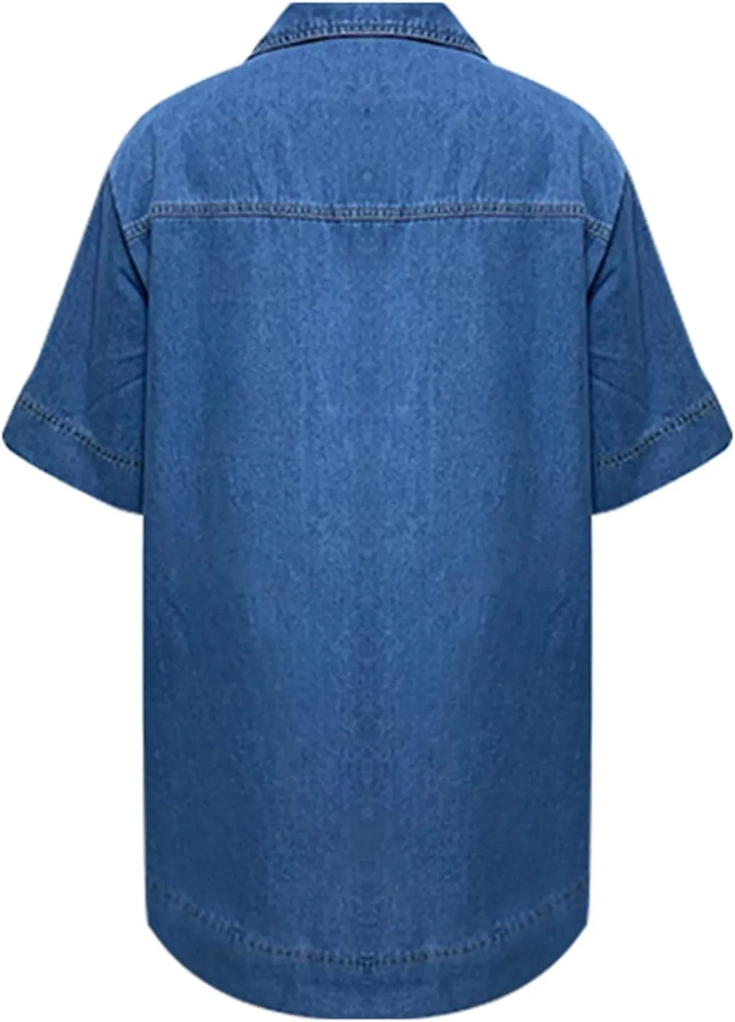 Women's Casual Denim Dresses 2024 V Neck Plus Size Midi Dress Spring Summer Half Sleeve Knee Length Trendy Dress with Pockets