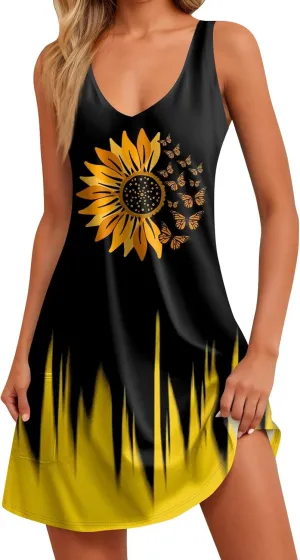 Women's Casual Dresses, Short Sleeve Tie V Neck Ruffled Midi Flowy Dress Women's V Neck Short Sleeve Summer Maxi Dress