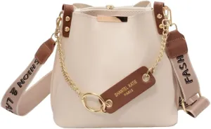 Women's Chic Large Capacity Bucket Bag - Fashionable Wide Strap, Pure Color Design, Travel & Daily Commute