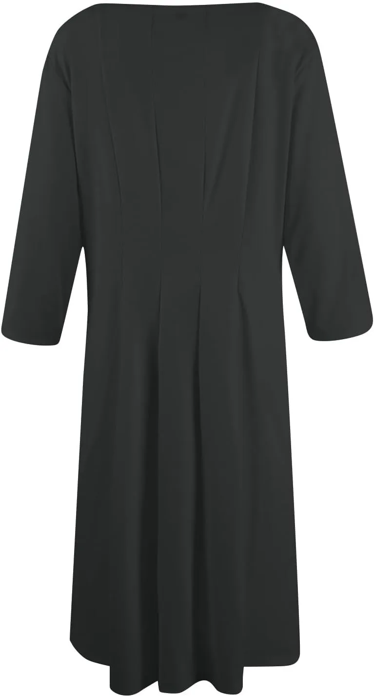 Womens Dress Shirts Spring Midi Empire Waist Dress 3/4 Sleeve Pleated Dress Crew Neck Dresses A Line Dress with Pocket