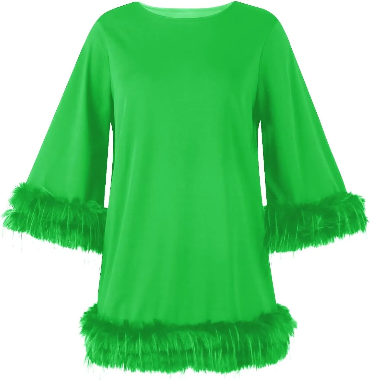 Women's Fall Casual Trendy Elegant Long Sleeve Crew Neck Solid Plush Dress