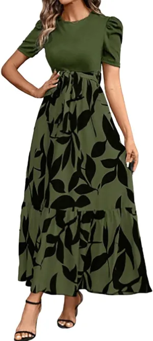 Womens Fashion High Waisted Skirt Abstract Printed Trendy Evening Party Wears Office Relax Short Sleeve Casual Skirts