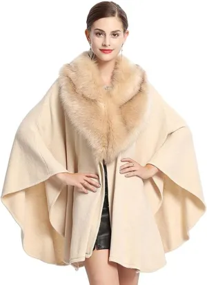 Womens Faux Fur Wraps and Shawls for Evening Dresses Formal Bridal Dressy Cape Warm Fall Winter Wedding Party Cloaks
