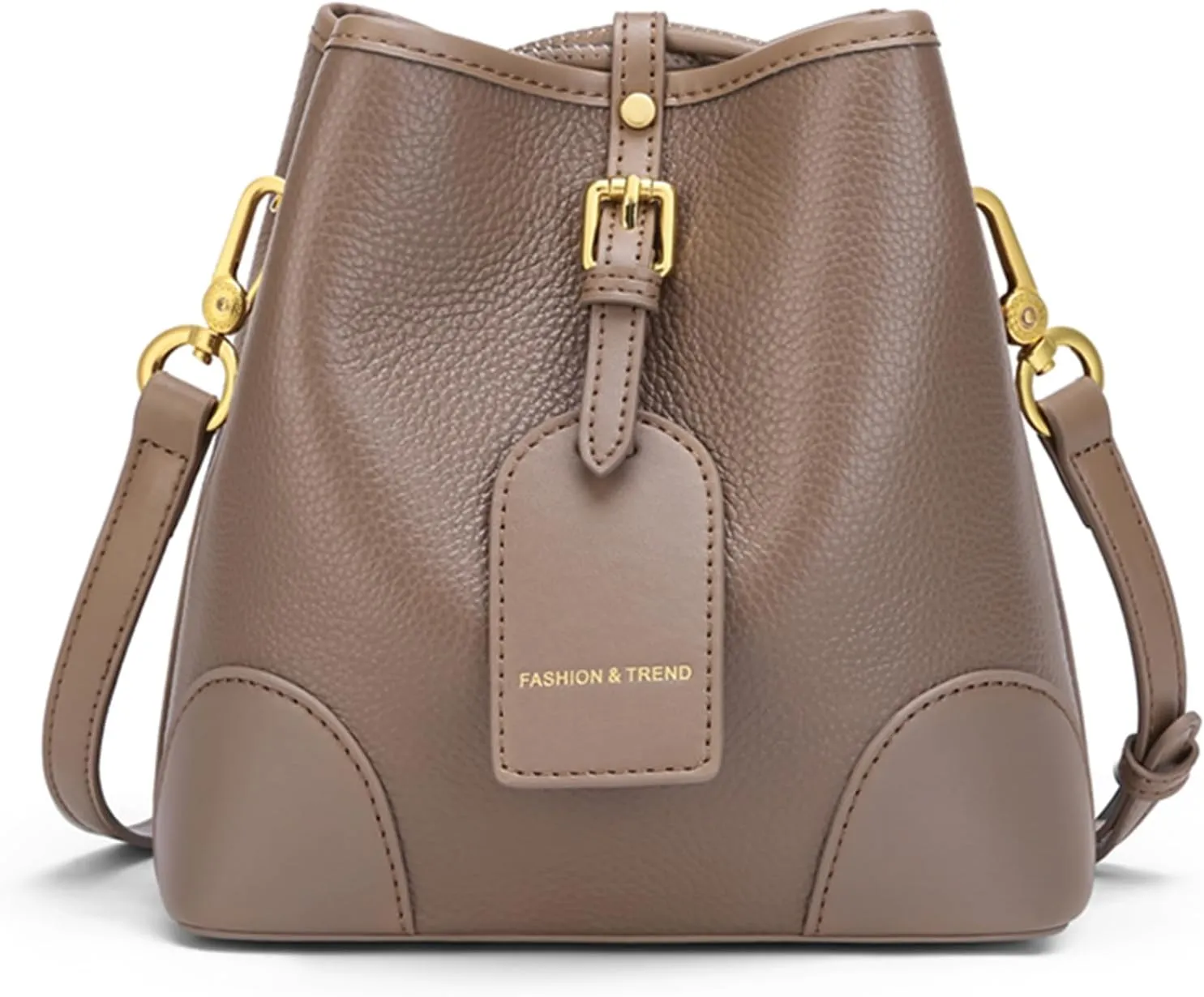 Women's Genuine Leather Bucket Bag Fashion Large Capacity Drawstring Handbags Ladies Daily Casual Mom Shoulder Satchelbag1412OWOISS