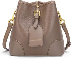 Women's Genuine Leather Bucket Bag Fashion Large Capacity Drawstring Handbags Ladies Daily Casual Mom Shoulder Satchelbag1412OWOISS