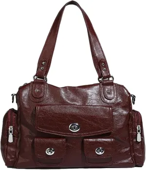 Womens Multi Pocket Shoulder Bag Large Y2k Rivet Tote Crossbody Purse Top Handle Satchels Vegan Leather Handbags